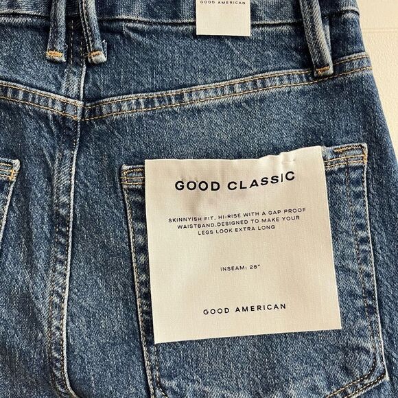 Good American Good Classic Raw Hem High Rise Jeans Blue940 Size 4 / 27 NWOT - Picture 6 of 11